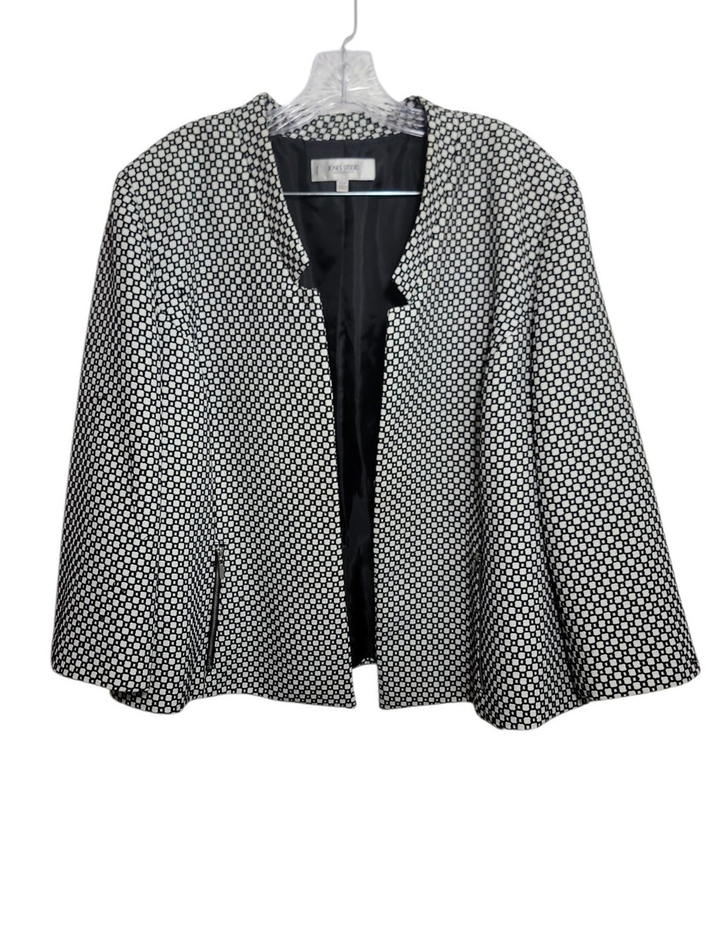 Jones Studio black white textured geometric open front blazer plus size 20W